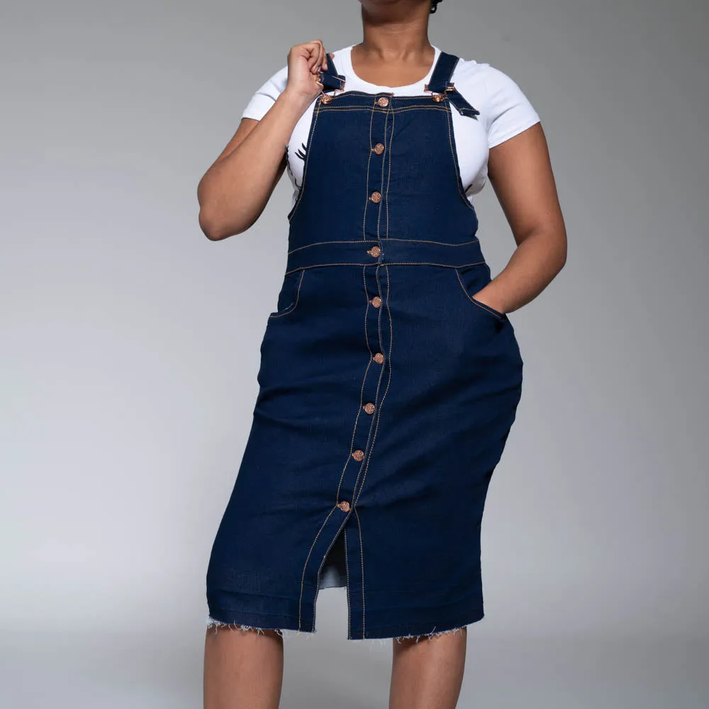 Button Detail Denim Pinafore sold by Fashion World product image thumbnail 2
