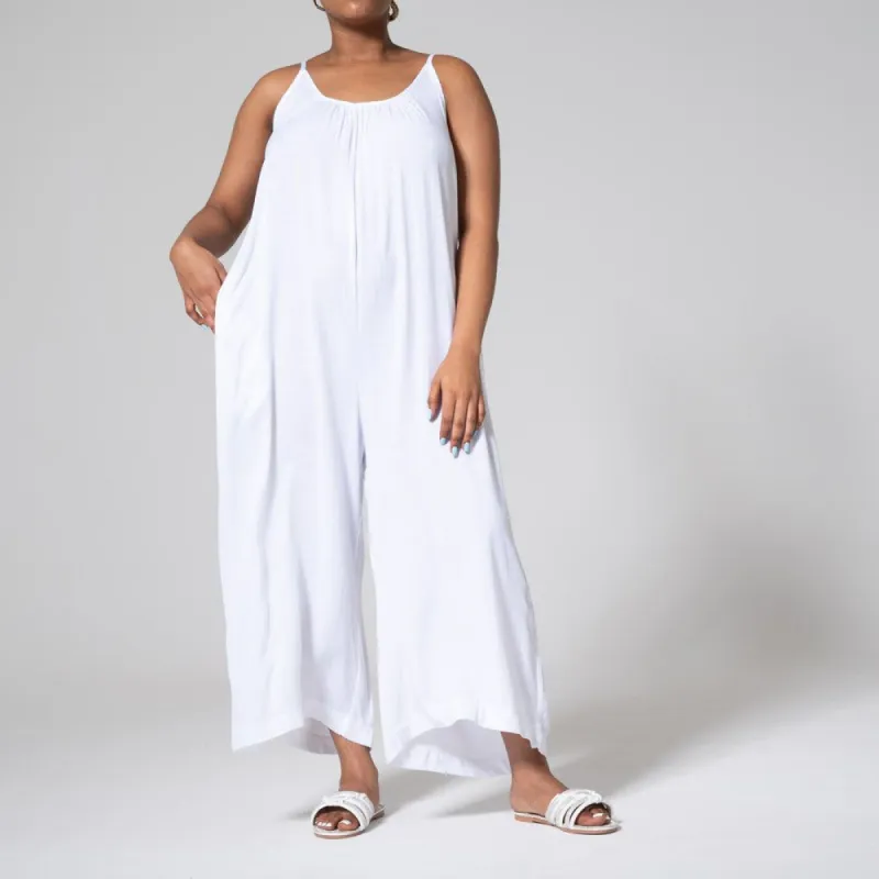 White Strappy Viscose Jumpsuit sold by Fashion World