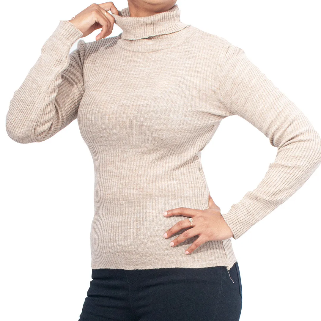 Oatmeal Skinny Rib Poloneck sold by Fashion World product image thumbnail 2