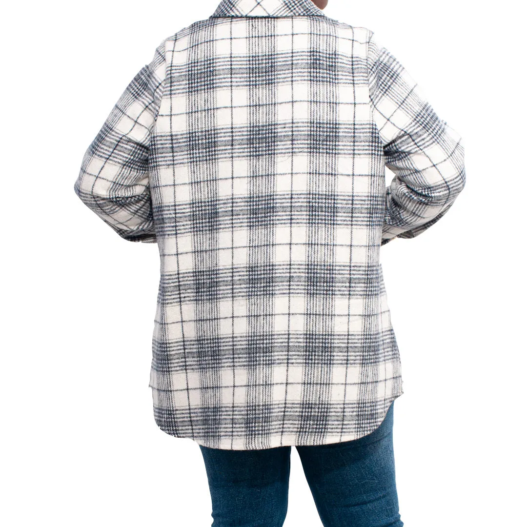 Ivory/Black Check Print Shacket Top sold by Fashion World product image thumbnail 3