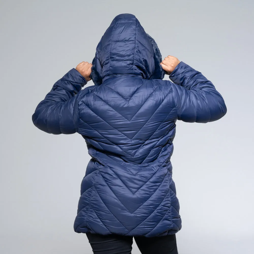 Ladies Dark Blue Puffer Jacket sold by Fashion World product image thumbnail 4