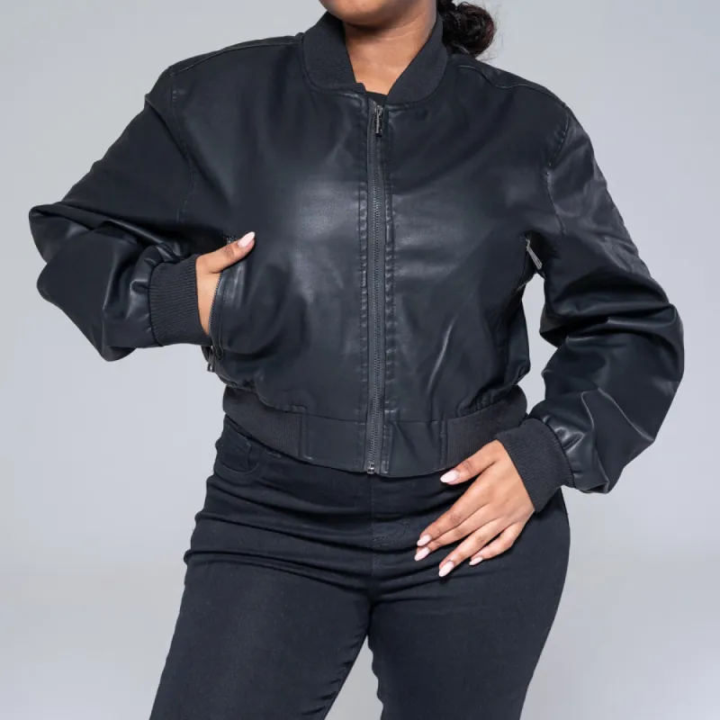 Ladies Black Bomber Jacket sold by Fashion World