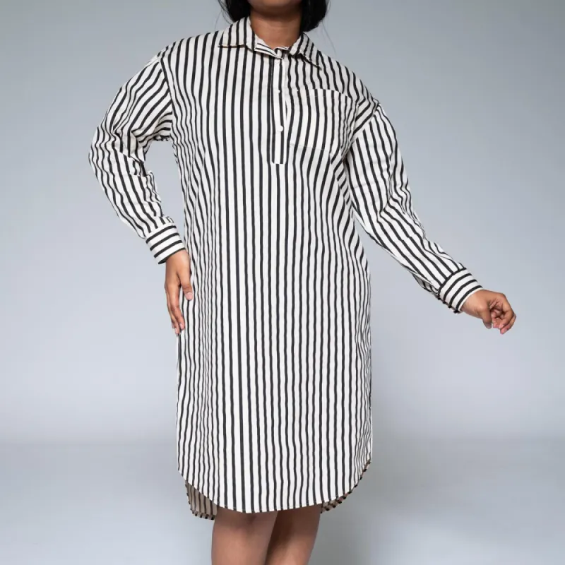 Long Sleeve Striped Poplin Top sold by Fashion World