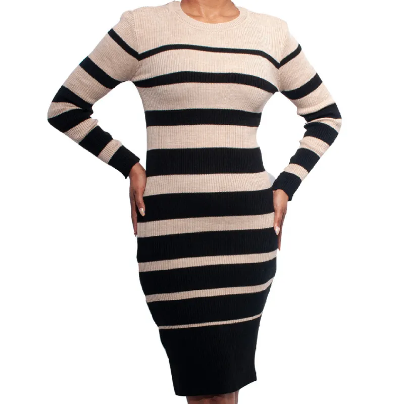 Oatmeal Striped  Dress sold by Fashion World