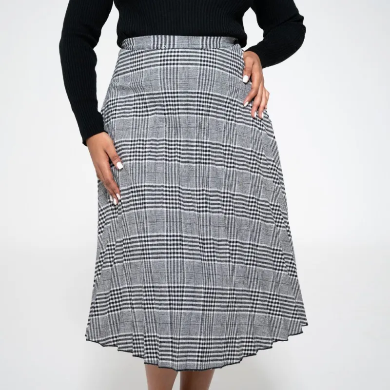 Check Print Pleated Skirt sold by Fashion World