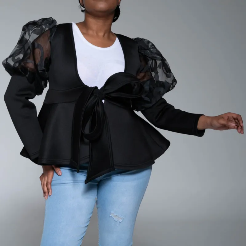 Black Scuba Organza Jacket sold by Fashion World