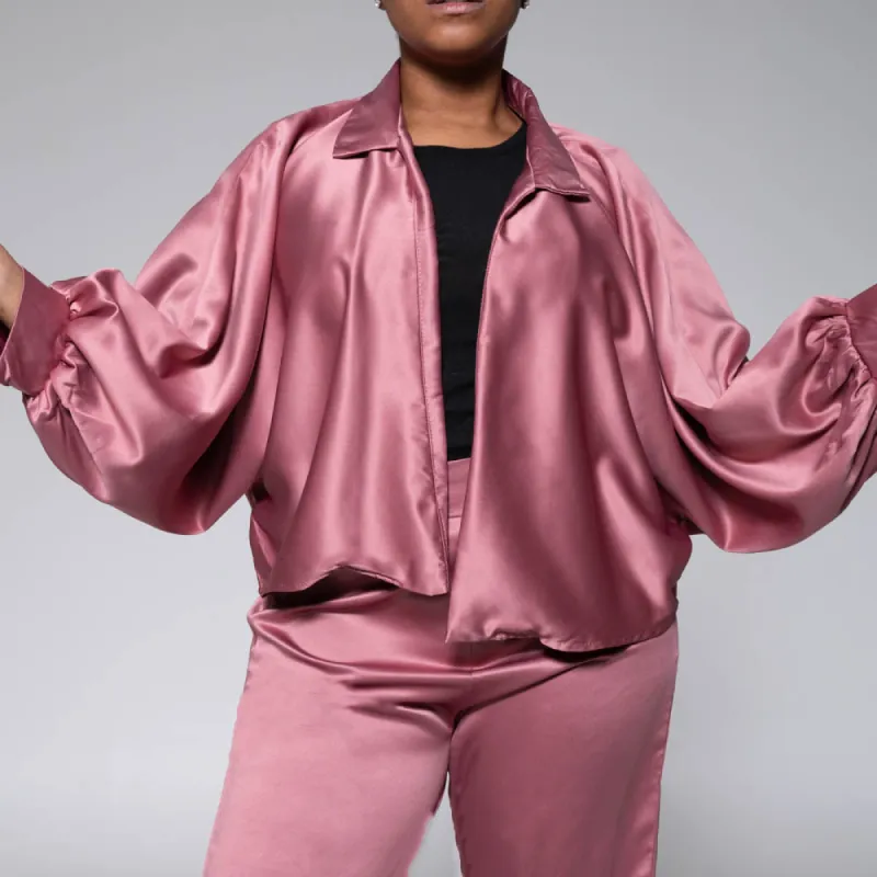 Mauve Satin Kimono Top sold by Fashion World