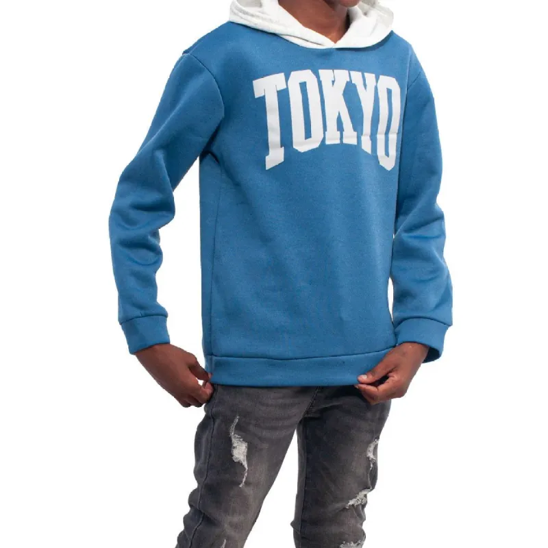 Boys Blue Printed Contrast Hoody sold by Fashion World
