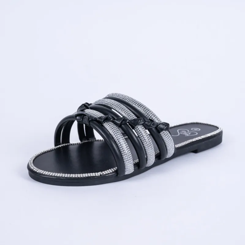 Ladies Black Diamante Sandals sold by Fashion World