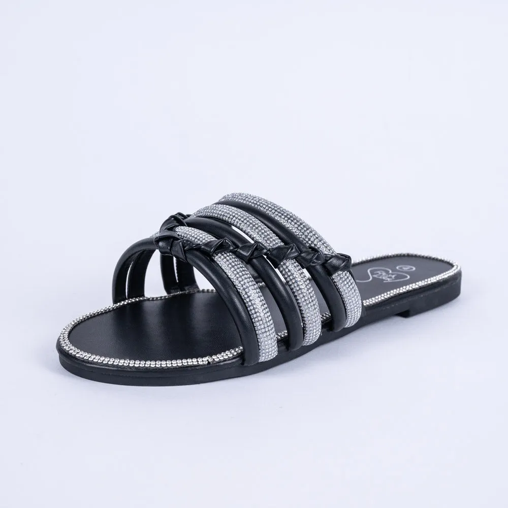 Ladies Black Diamante Sandals sold by Fashion World