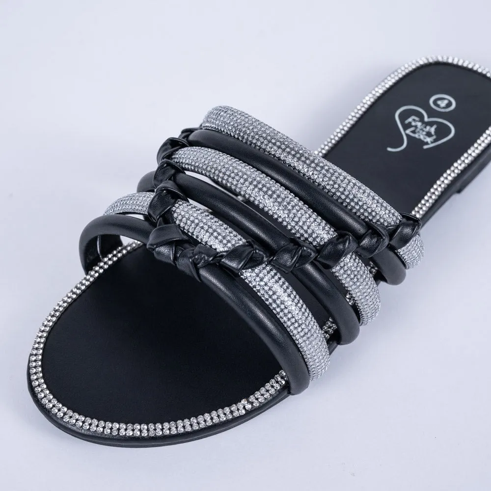 Ladies Black Diamante Sandals sold by Fashion World product image thumbnail 2