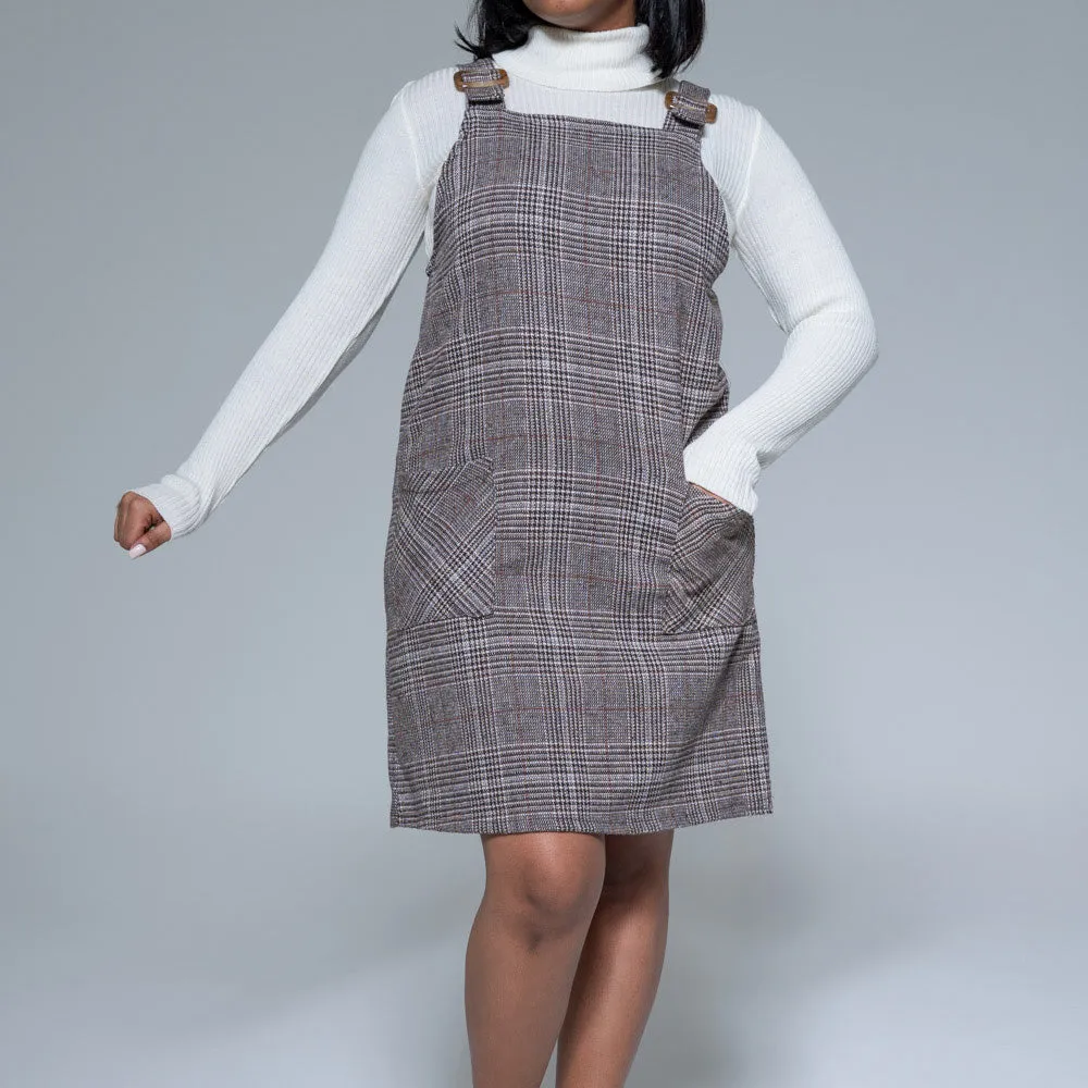 Brown Check Print Pinafore Dress sold by Fashion World