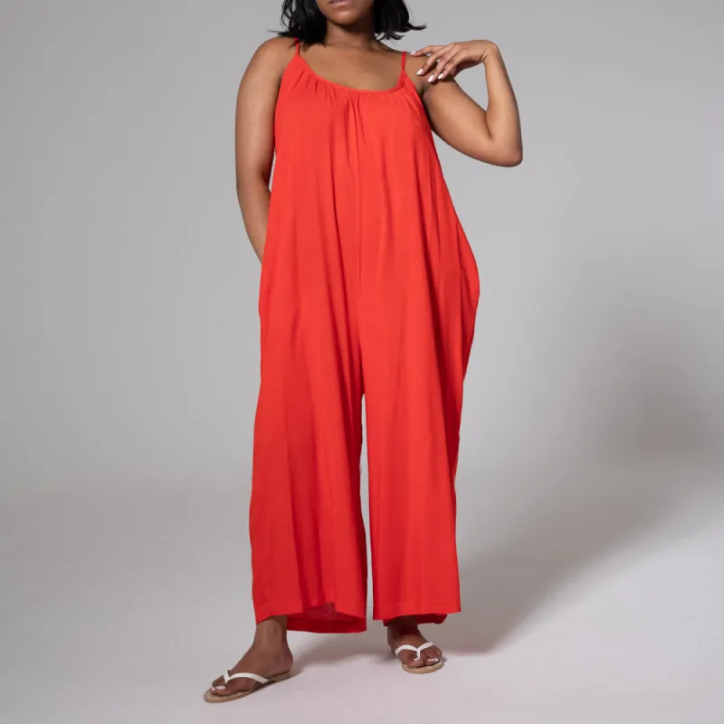 Terracotta Strappy Viscose Jumpsuit sold by Fashion World