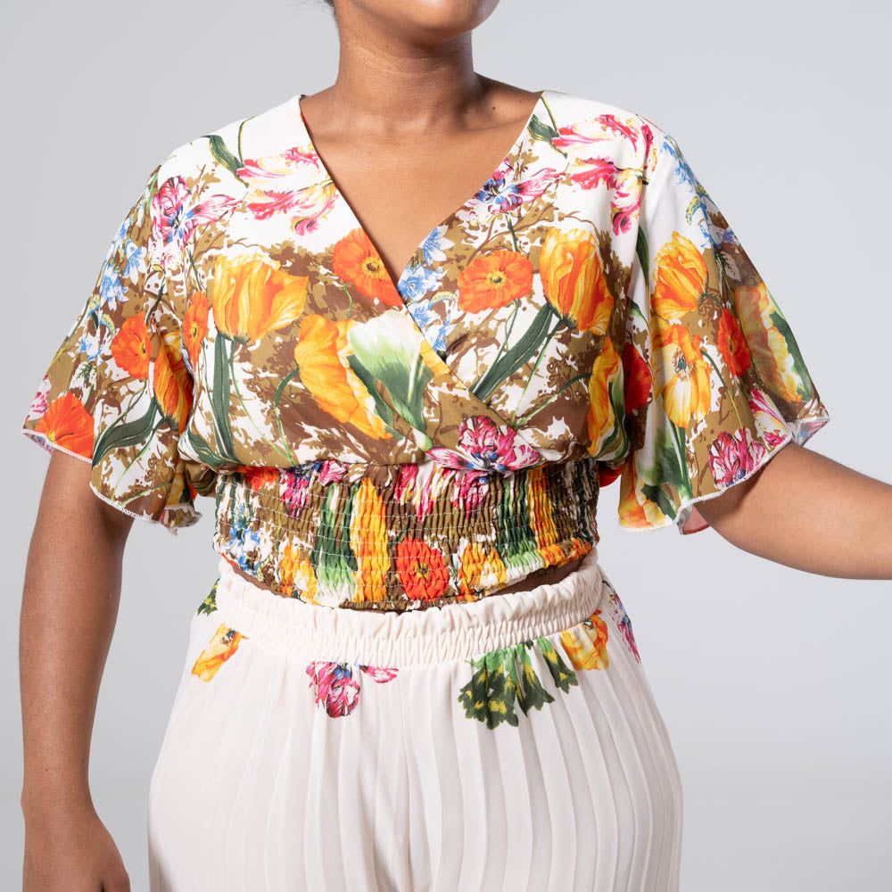 Border Print Chiffon Pleated Top sold by Fashion World product image thumbnail 2