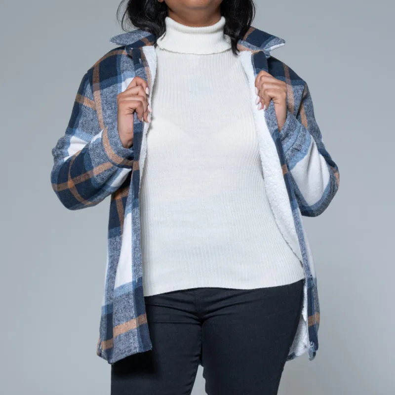 Sherpa Lining Check Print Shacket sold by Fashion World