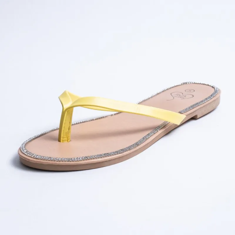 Ladies Yellow Diamante Sandals sold by Fashion World