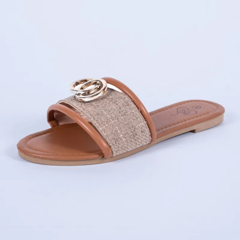 Ladies Tan Hessian Sandals sold by Fashion World