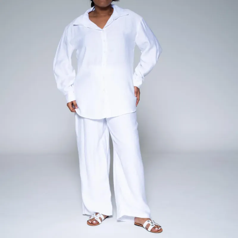 White Long Sleeve Button Down Top sold by Fashion World