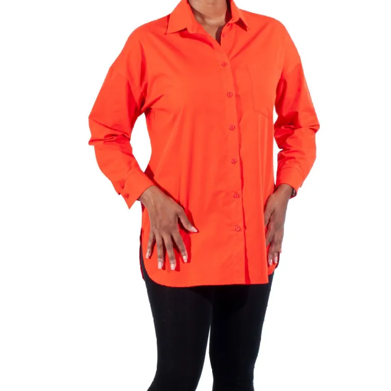 Tangerine Long Sleeve Poplin Top sold by Fashion World