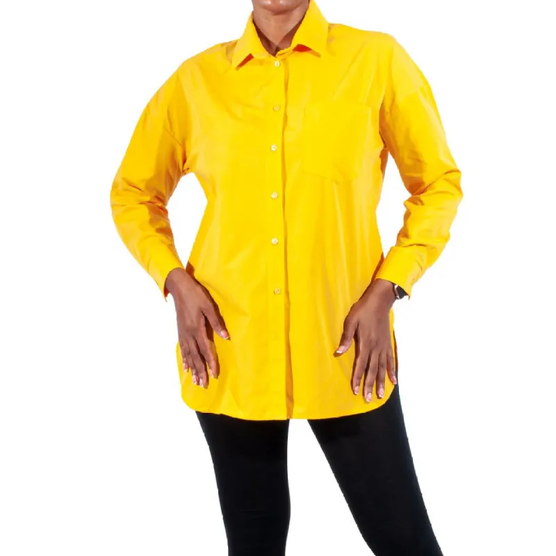 Mustard Long Sleeve Poplin Top sold by Fashion World