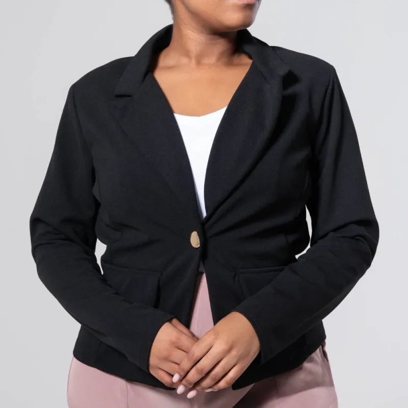Button Edit Black Scuba Blazer sold by Fashion World