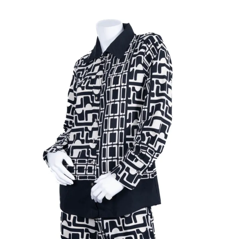 Ladies Long Sleeve Border Print Top sold by Fashion World