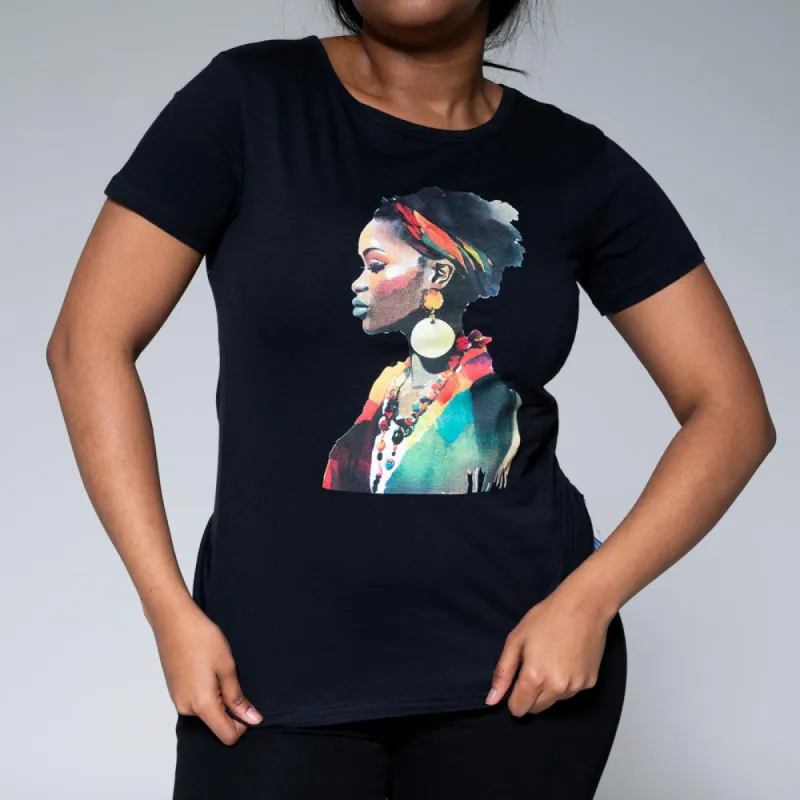 Black Face Print Tee sold by Fashion World