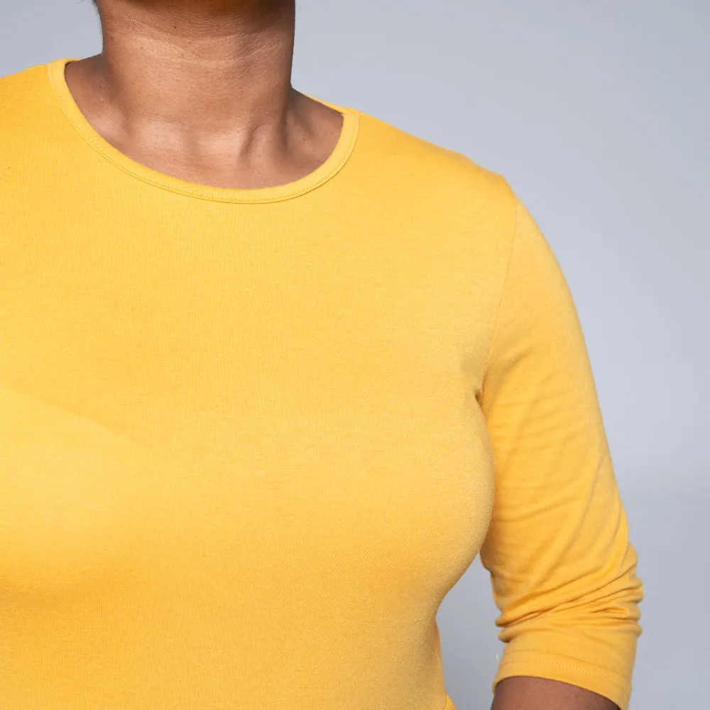 Mustard 3/4 Sleeve Trapeze Dress sold by Fashion World product image thumbnail 2