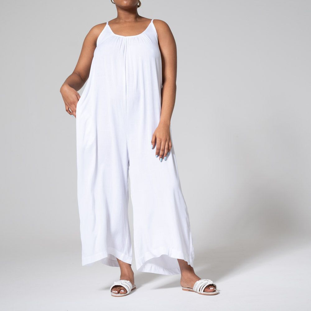 White Strappy Viscose Jumpsuit sold by Fashion World
