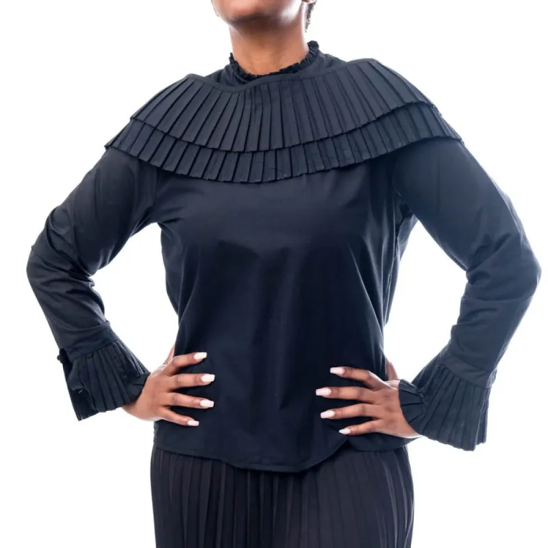Black Bell Sleeve Pleat Edit Top sold by Fashion World