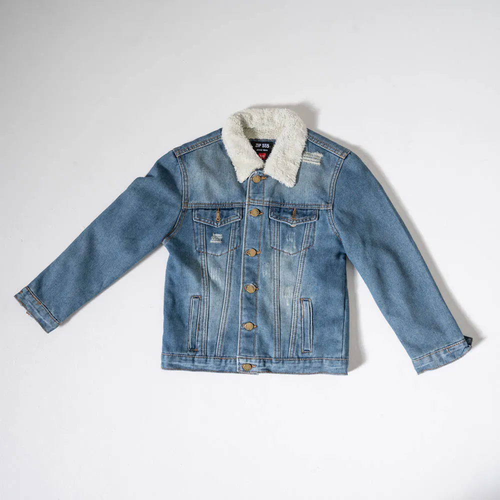 Boys Sherpa Edit Denim Jacket sold by Fashion World