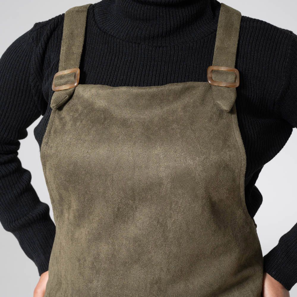 Olive Suede Scuba Pinafore Dress sold by Fashion World product image thumbnail 4