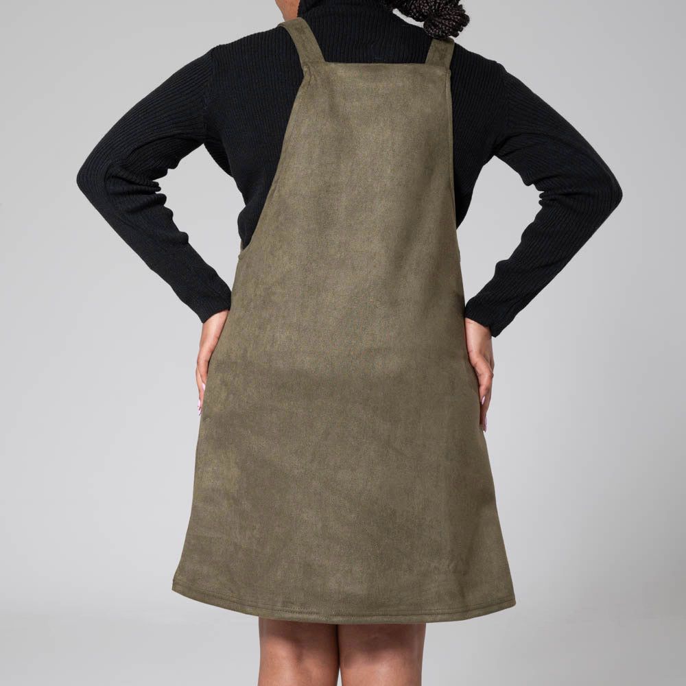 Olive Suede Scuba Pinafore Dress sold by Fashion World product image thumbnail 5