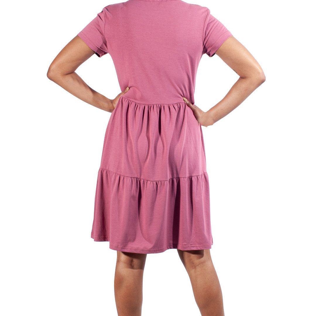 Rose Short Sleeve Trapeze Tiered Dress sold by Fashion World product image thumbnail 3
