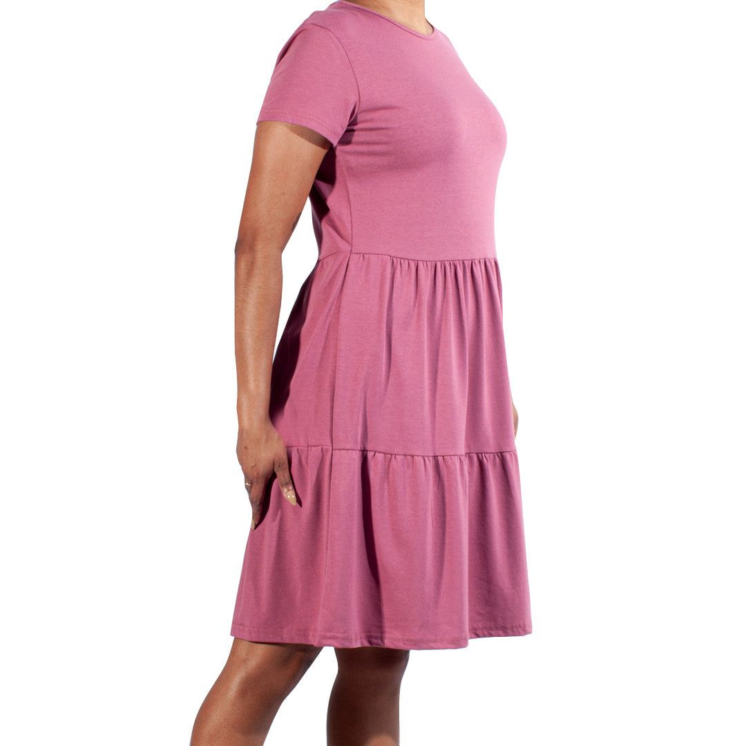 Rose Short Sleeve Trapeze Tiered Dress sold by Fashion World product image thumbnail 2