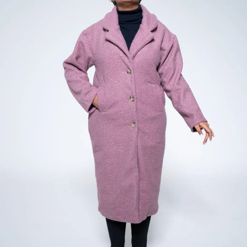 Mauve Boucle Melton Jacket sold by Fashion World