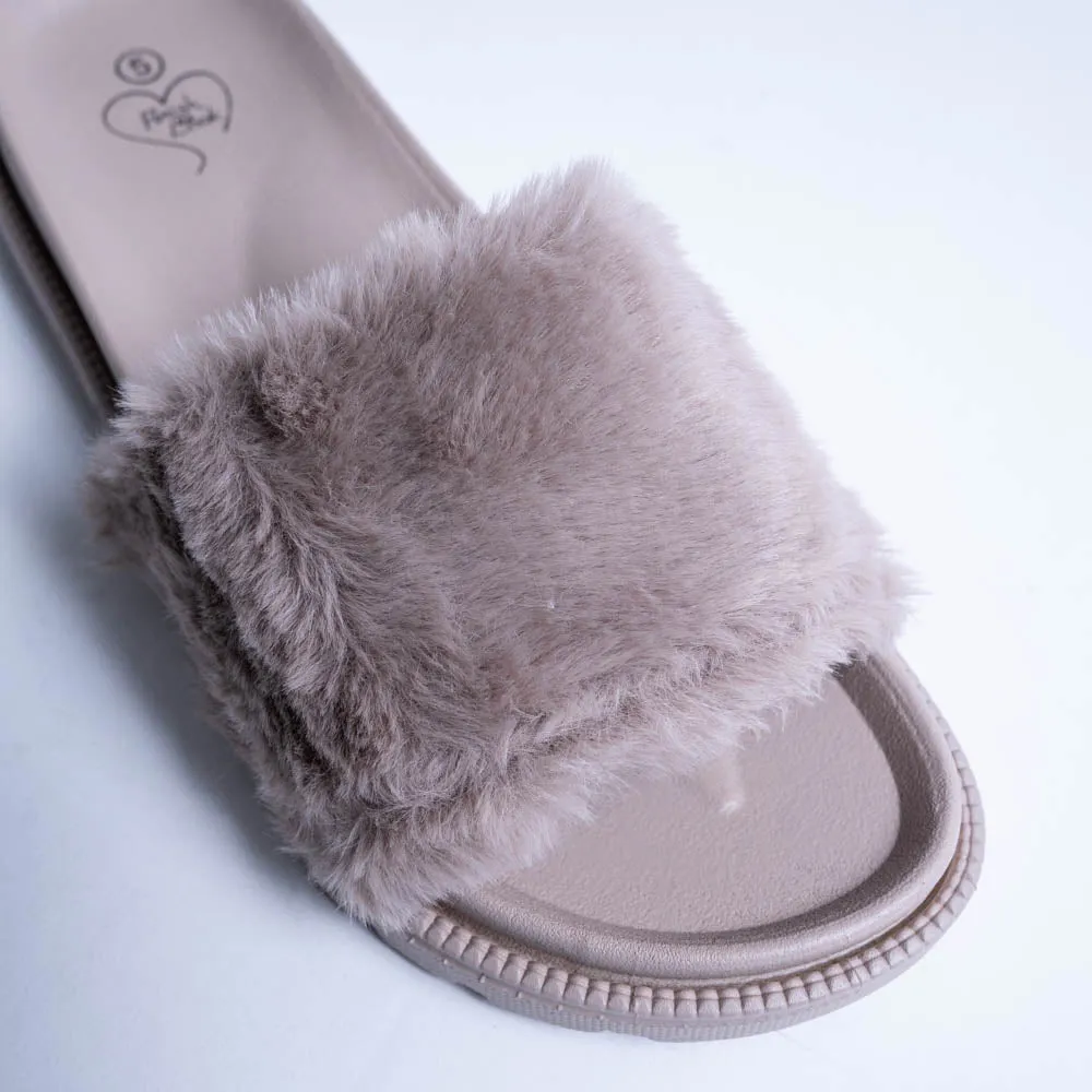 Taupe Chunky Fur Slider sold by Fashion World product image thumbnail 3