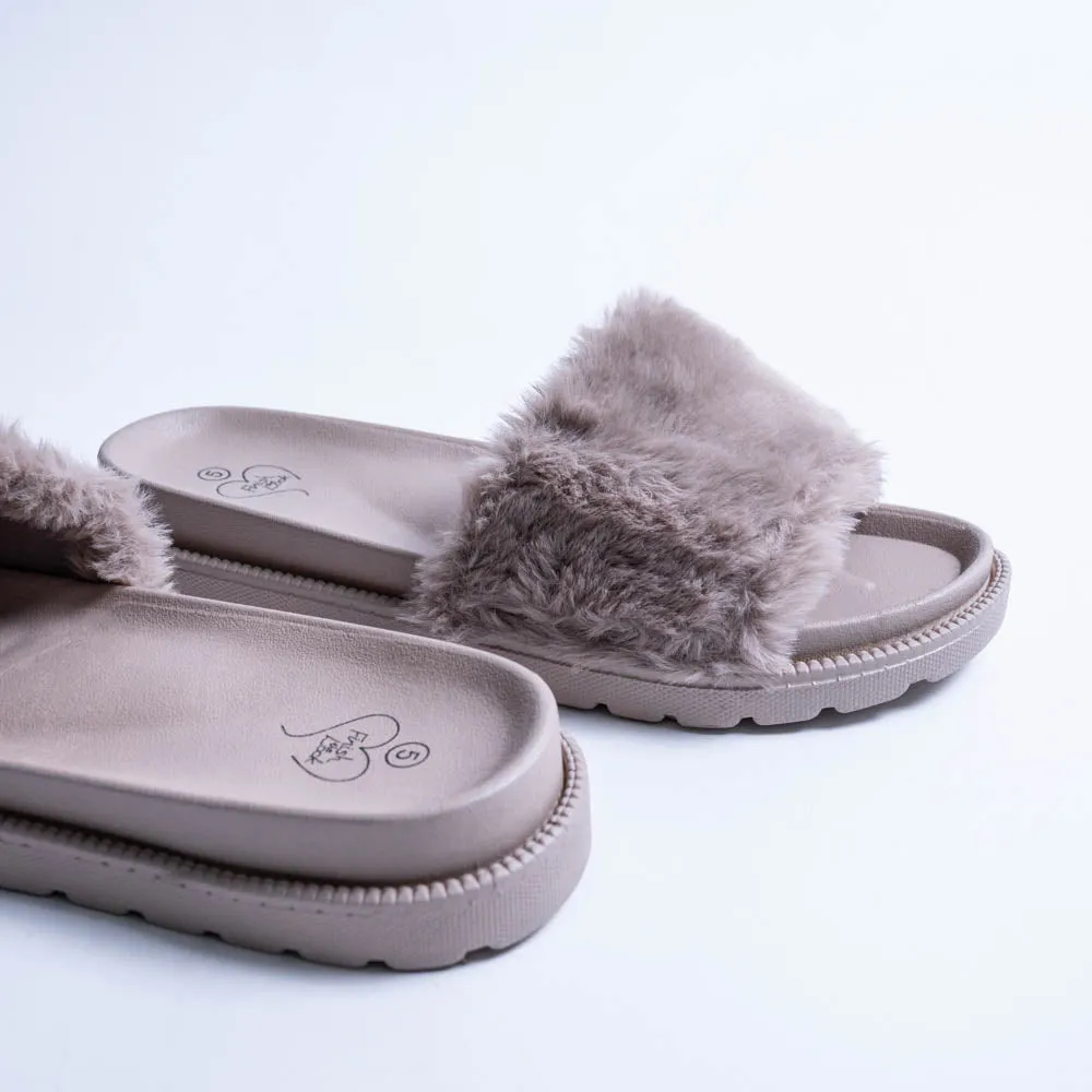 Taupe Chunky Fur Slider sold by Fashion World product image thumbnail 4