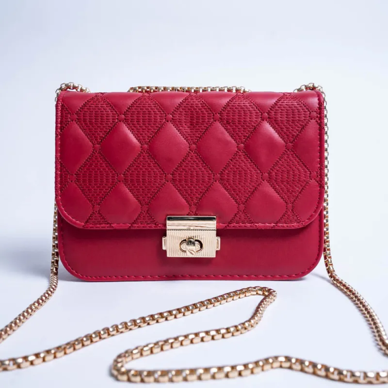 Red Clip Close Bag sold by Fashion World