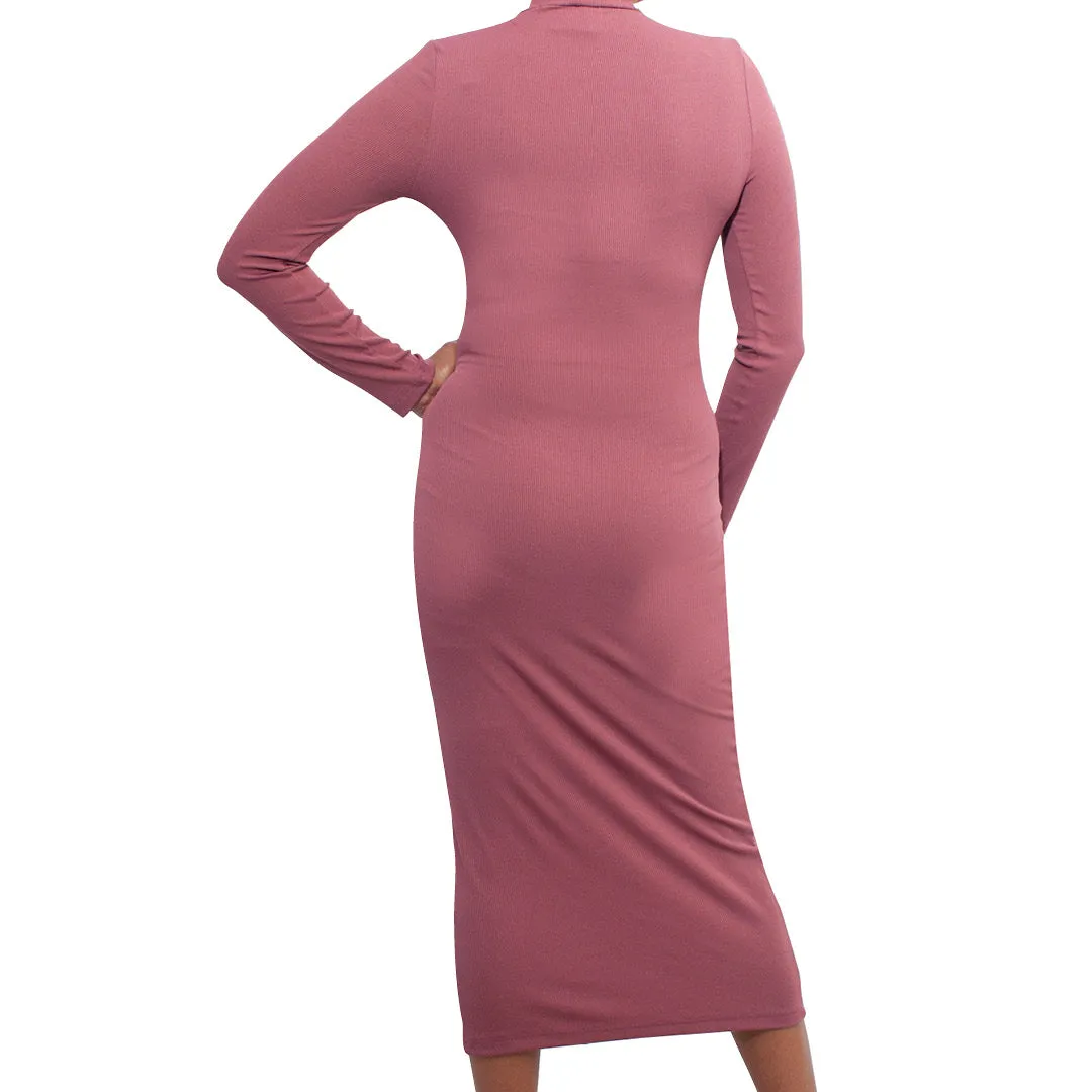 Mauve Ribbed Dress sold by Fashion World product image thumbnail 3