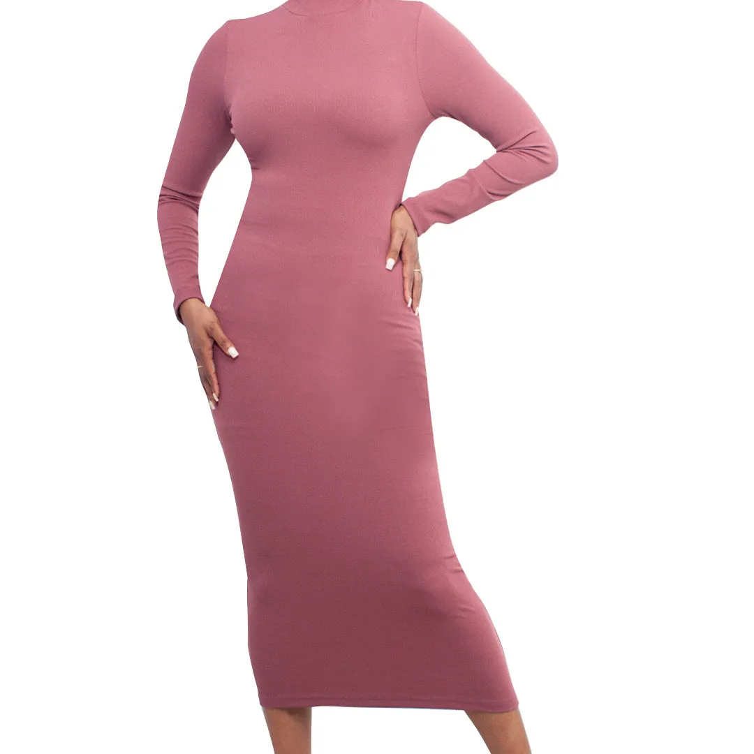 Mauve Ribbed Dress sold by Fashion World product image thumbnail 2