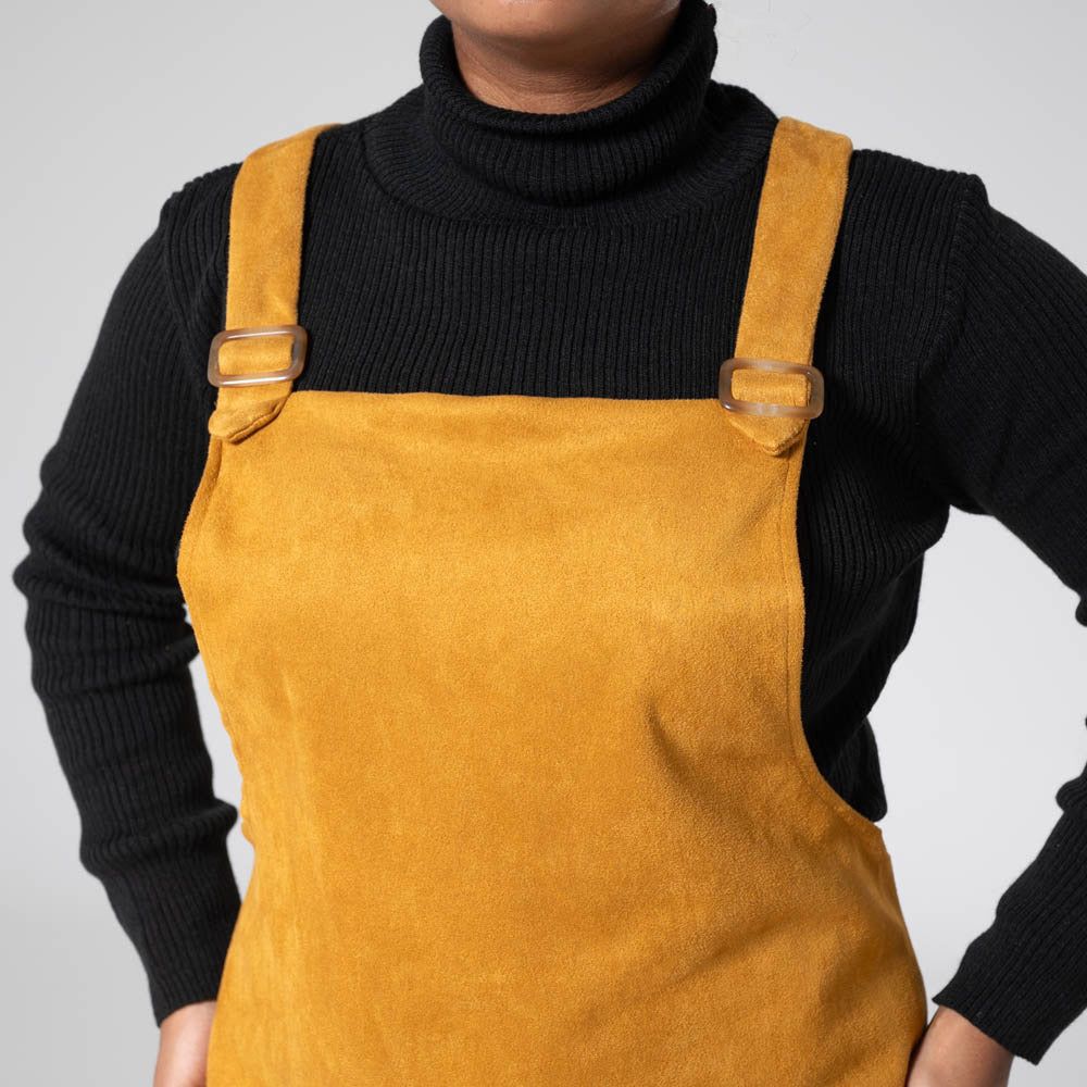 Mustard Suede Scuba Pinafore Dress sold by Fashion World product image thumbnail 3