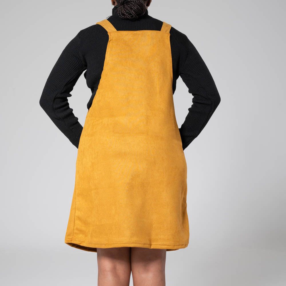 Mustard Suede Scuba Pinafore Dress sold by Fashion World product image thumbnail 4