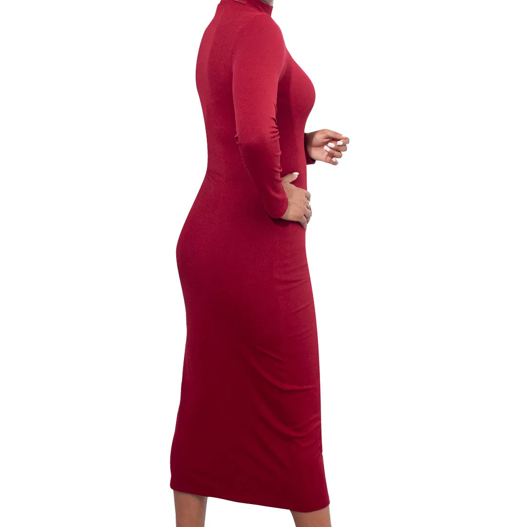 Burgundy Ribbed Dress sold by Fashion World product image thumbnail 2