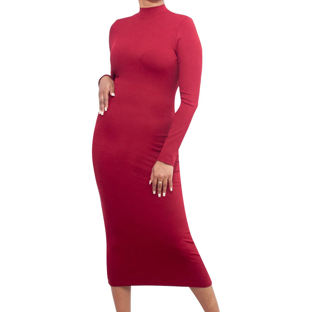 Burgundy Ribbed Dress sold by Fashion World
