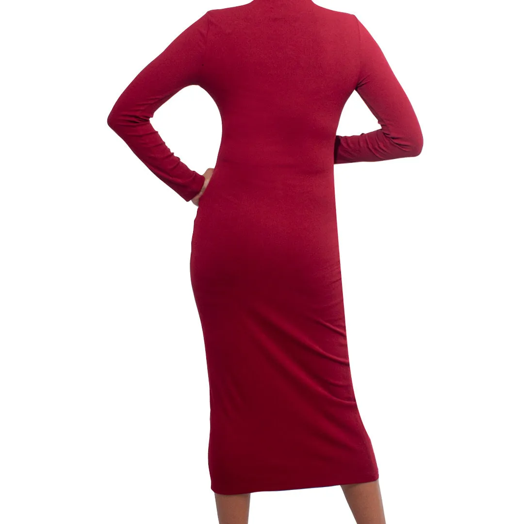 Burgundy Ribbed Dress sold by Fashion World product image thumbnail 3