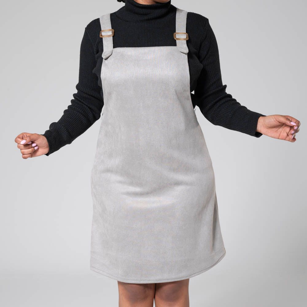 Grey Suede Scuba Pinafore Dress sold by Fashion World product image thumbnail 2