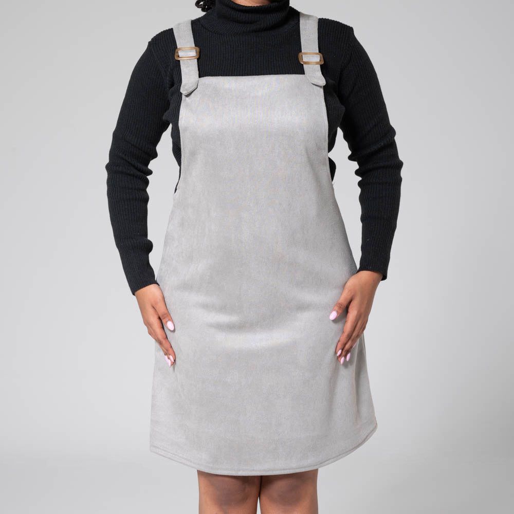 Grey Suede Scuba Pinafore Dress sold by Fashion World