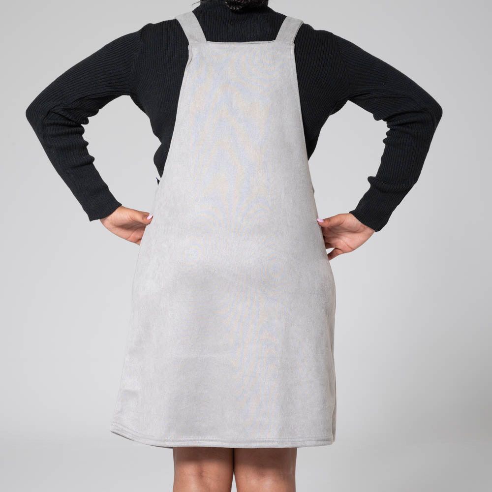 Grey Suede Scuba Pinafore Dress sold by Fashion World product image thumbnail 4