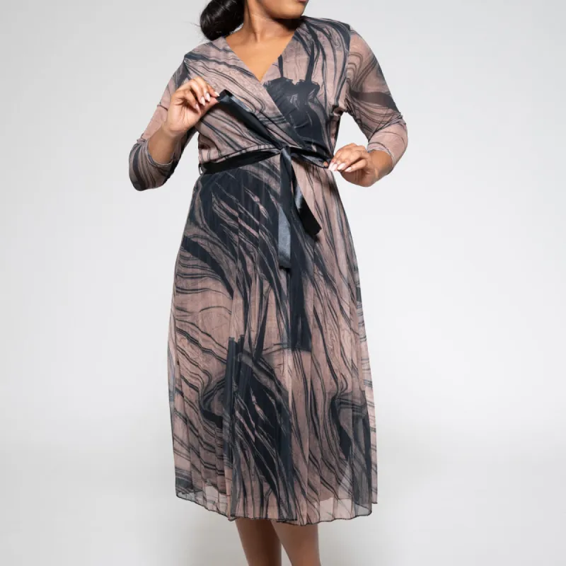 Mesh Pleated Dress sold by Fashion World